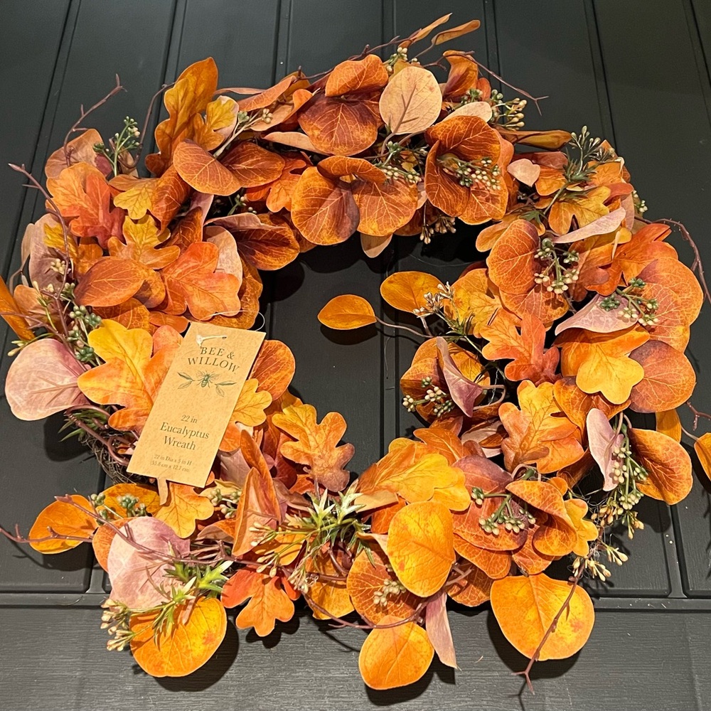 BEE & WILLOW Eucalyptus Brown Wreath Greenery- 22in